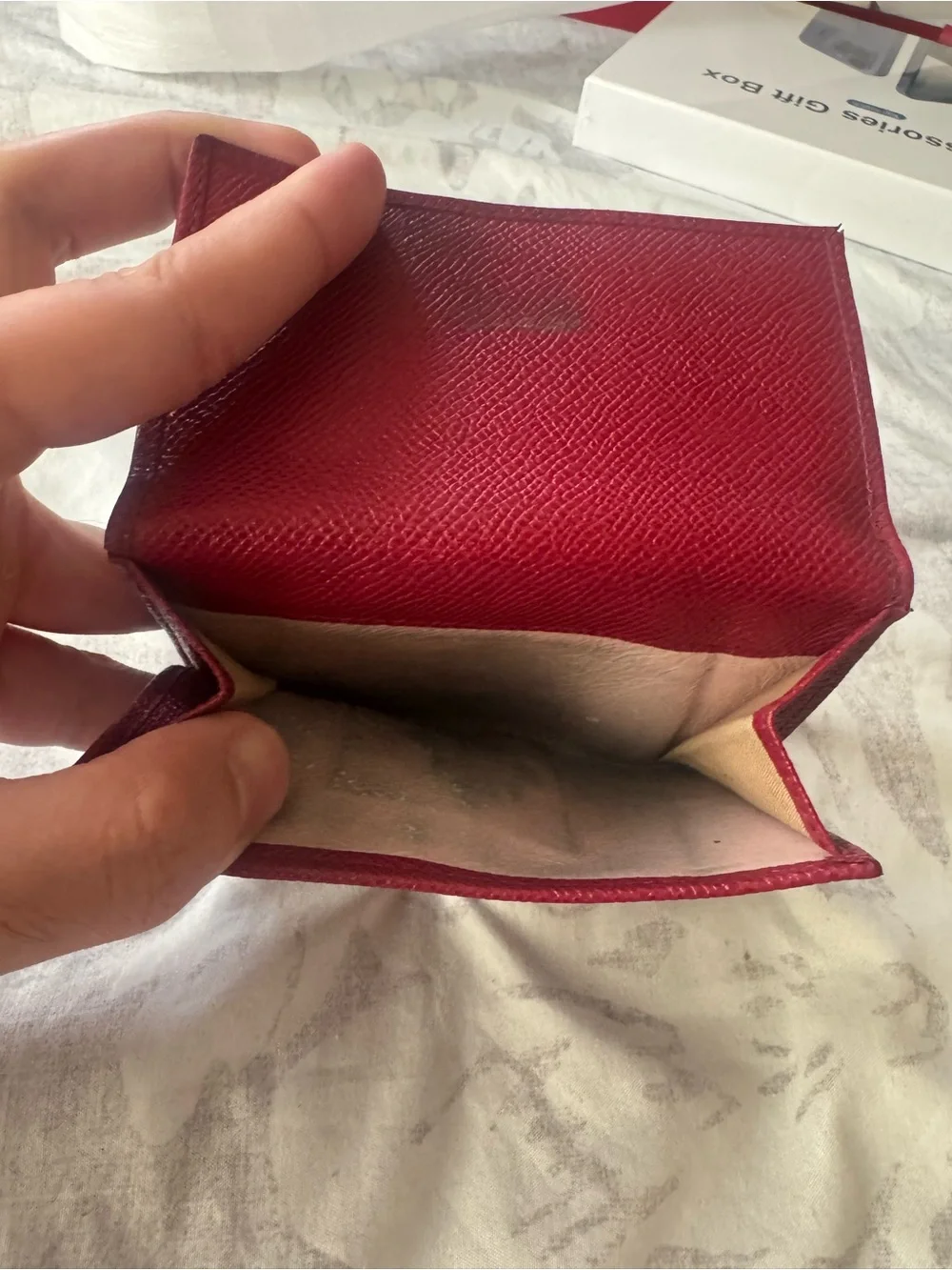 Bulgari Deep Red Textured Leather Wallet with Signature Circle Clasp